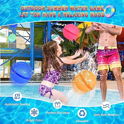 Reusable Water Balloons,Latex-Free Silicone Water Splash Balls for Kids and Adults,Magnetic Self-Sealing Water Bombs with Mesh Bag for Summer Outdoor Party Activities 16PCS