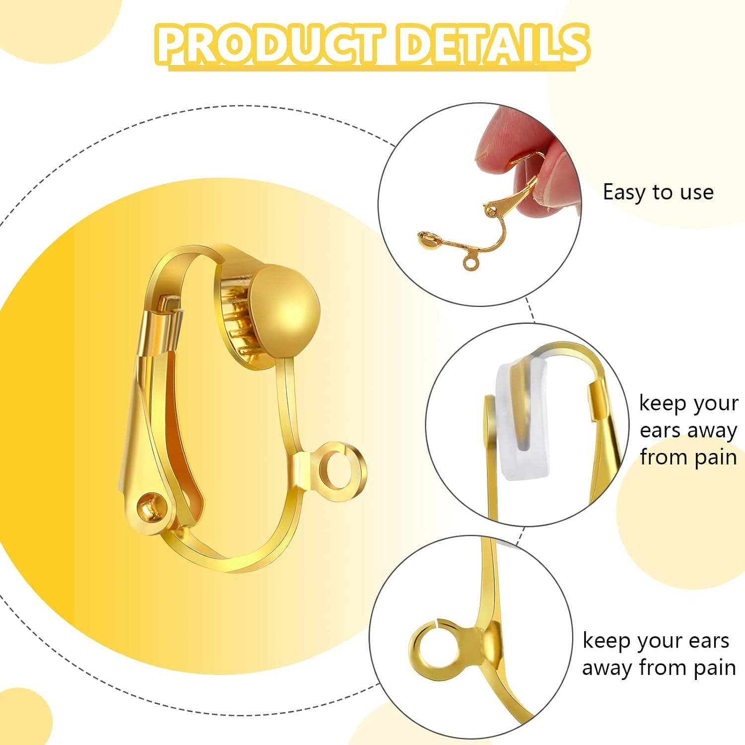 Sureio 18 Pcs Earring Converters Clip on with Silicone Pads, 3 Colors