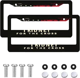 American Flag Soldier License Plate Frames for Women Men 2 Pack License Plate Cover Rust-Proof Front Rear Car Tag Holder Universal Car Decor Accessories with Screw Caps fit Truck SUV (2 Holes)