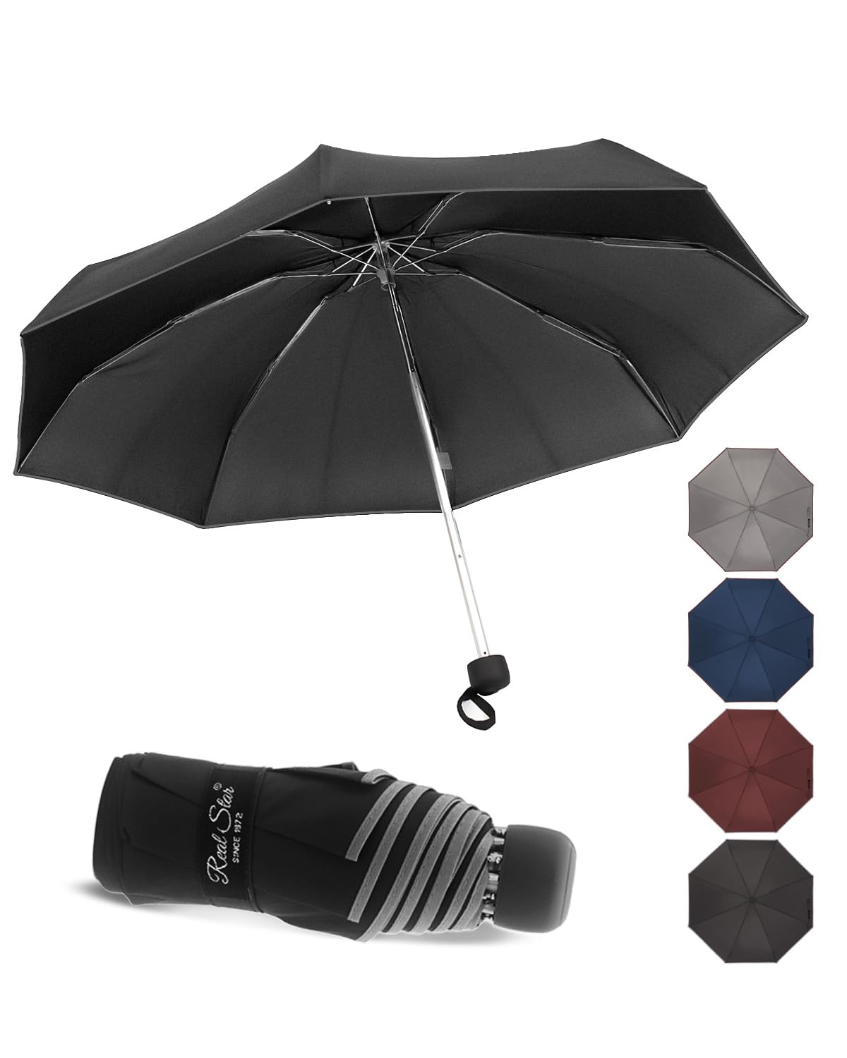 HW CASA Mini Ombrello Tascabile,Solo 18 Centimetri Ombrello Portatile,Stecche per Ombrello Antivento in Lega di Alluminio Ultraleggera da 236g,Mini Ombrello da Viaggio,Ombrello Donna e Uomo
