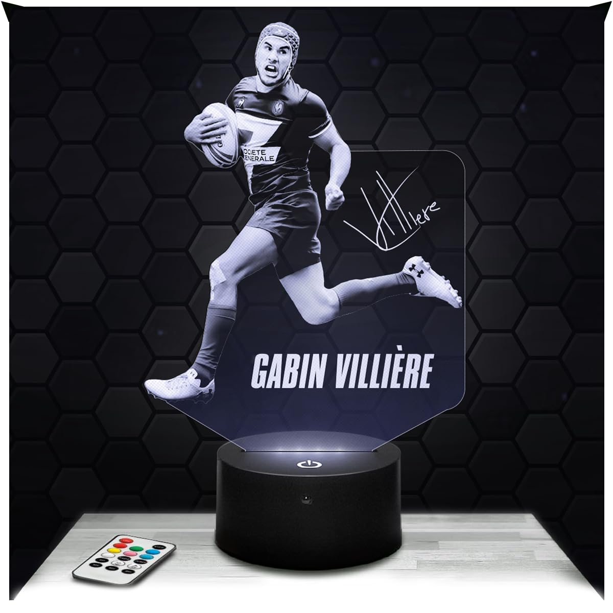 Lampephoto.fr - Gabin Villiere Rugby 3D Lamp, Night Light France Rugbyman Athlete, Gift Idea for Men Gabin Villiere Rugby Night Light Room Decor, Original Christmas Gift Idea for Men, Gifts