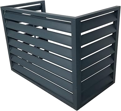 Air Conditioner Fence Screen Outdoor Flower Rack Shutters Aluminum Alloy Conditioning Cover for Outside Unit Metal Plant Stand Privacy Screen Color Black, Size 1.5P L100*W5