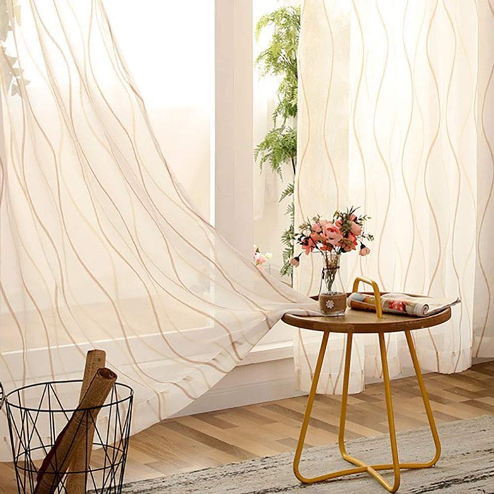 Rideaux voile géométriques filtrants et semi-transparents 150x250 cm