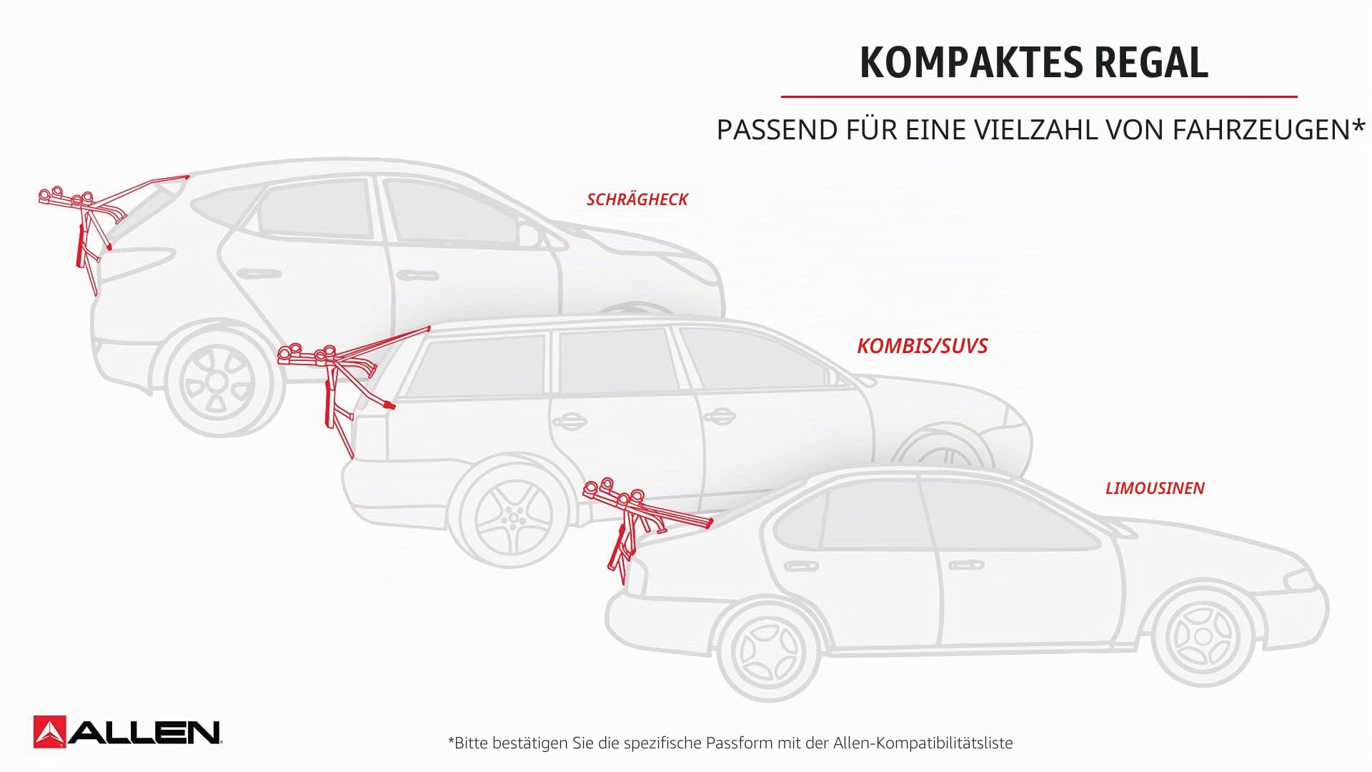Allen Sports Ultra-kompakter, Faltbarer Fahrradträger für Kofferraum, für 2 Fahrrad, Modell MT2-B, Graue Pulverbeschichtung