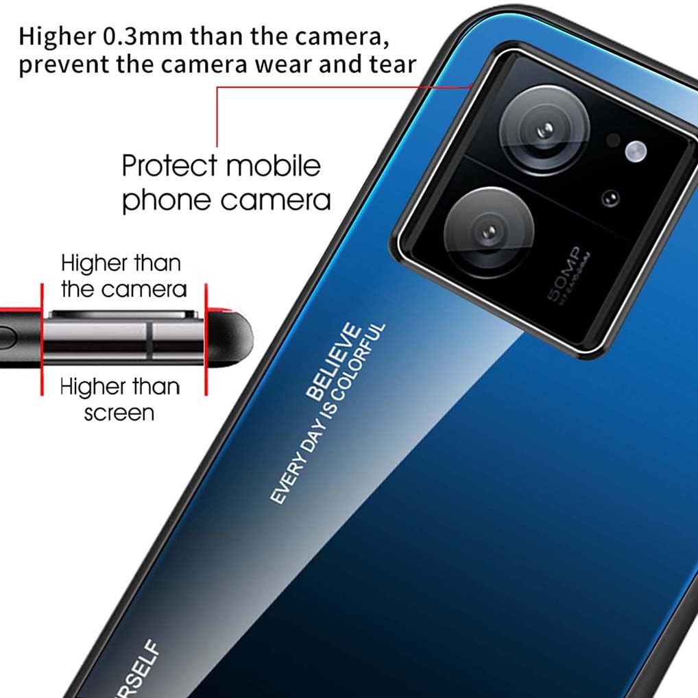 SEAHAI Coque Pour Xiaomi 13T 5G / Xiaomi 13T Pro 5G, Ultra Mince Silicone TPU Souple Bumper Étui Arrière Mode Dégradé De Couleur En Verre Trempé Housse Antichoc Case, Rouge élégant