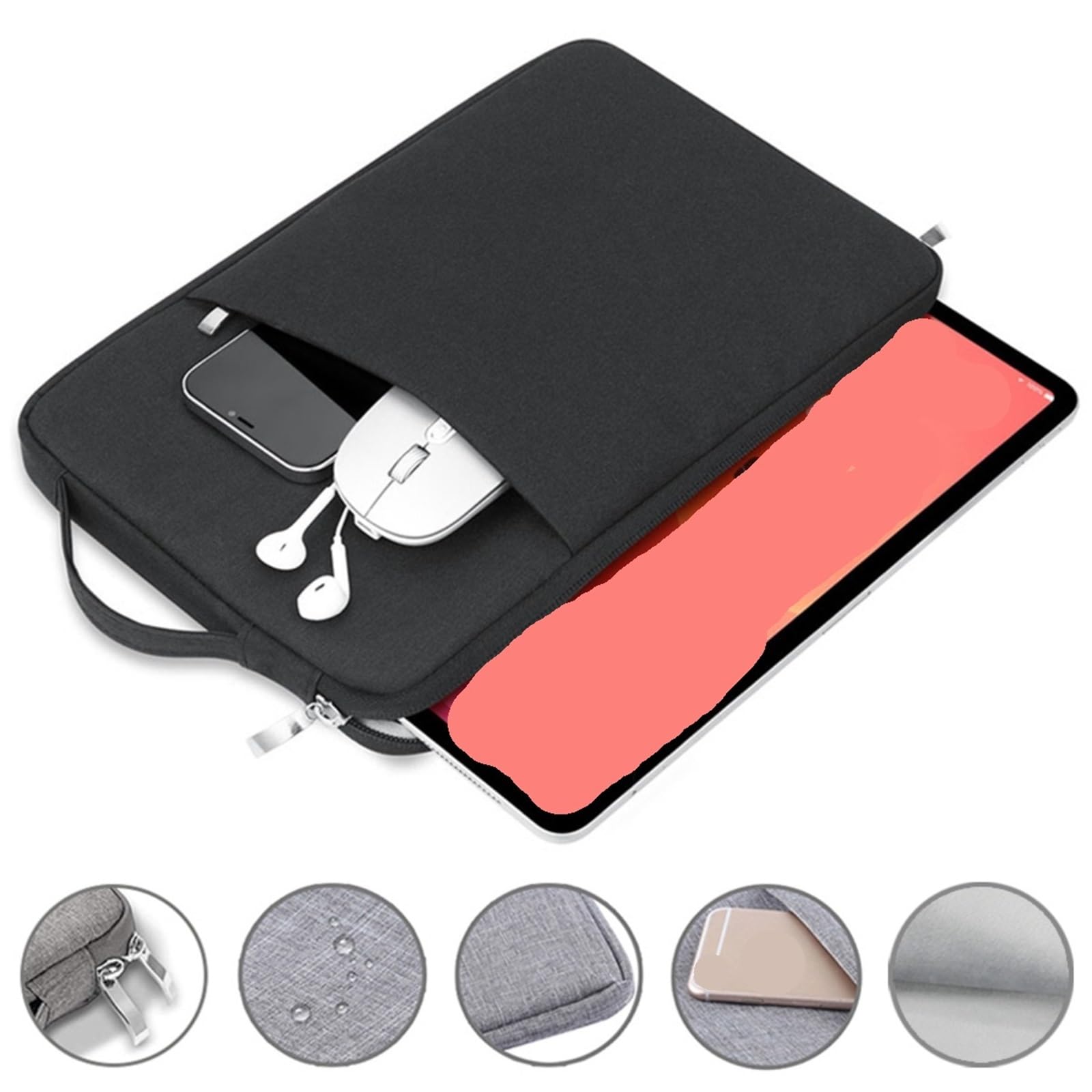 Bolsa Blanda De Tableta 12,4" Funda for Tableta Bolsa Funda for Tableta portátil Funda con Cremallera for Tableta(Pink)