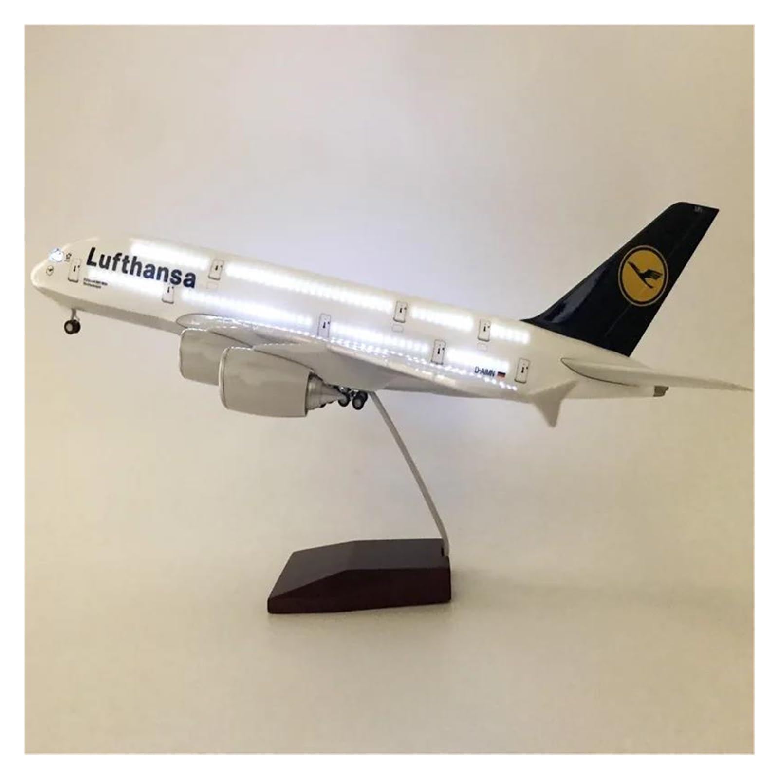 Odlewany metalowy samolot 1:160 Model samolotu do modeli samolotów Lufthansa A380 Odlewane samoloty Duży model samolotu z żywicy Samolot do zbierania i wyświetlania (ze światłem)
