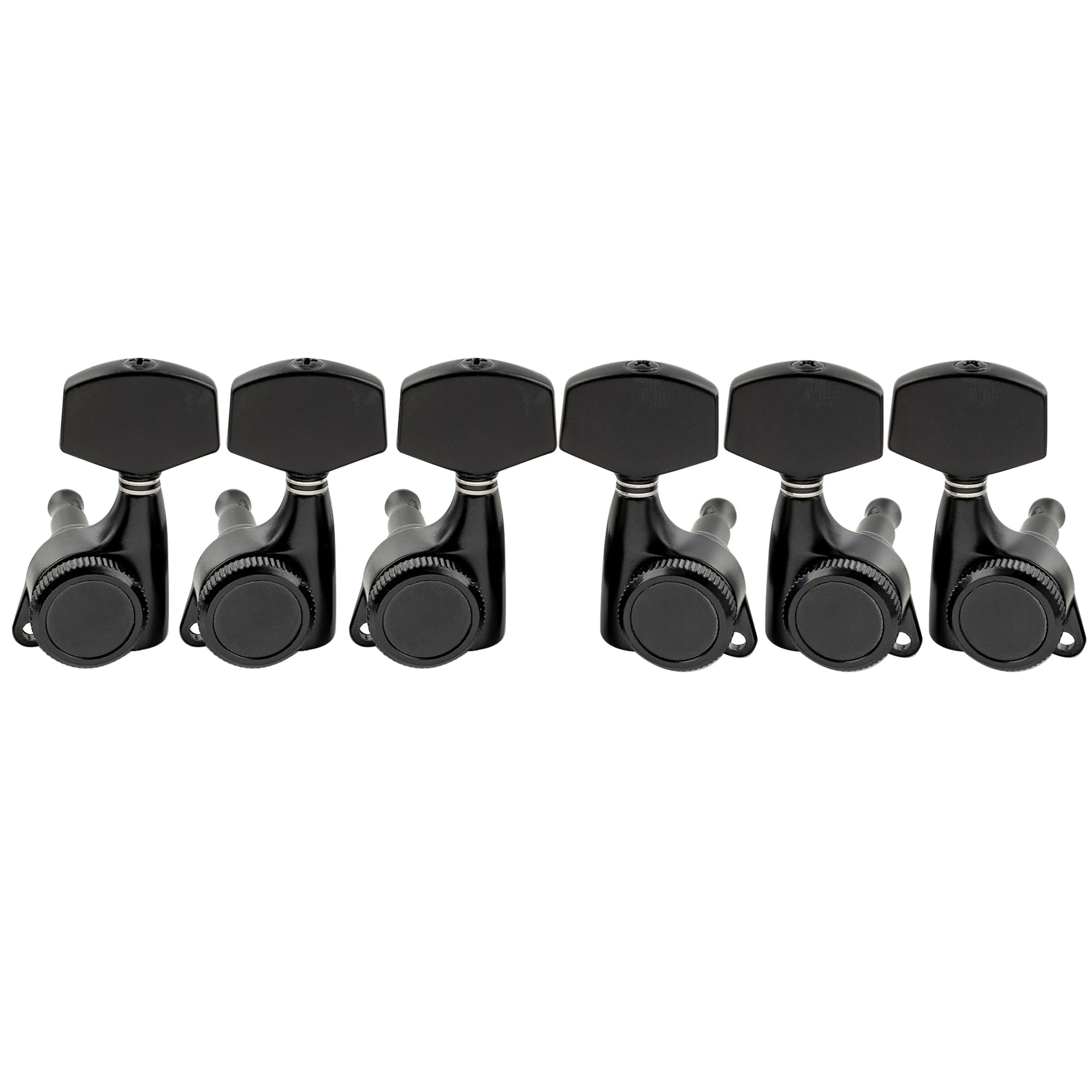 Musiclily Pro 3L3R Tunery Blokujące Gitarowe Klucze Blokowane Locking Tuners Kołki Strojenia do Gitary Elektrycznej Akustycznej LP SG, Czarny Pokrętła Big Hex