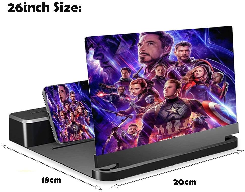 Phone Amplifier for Movies Videos and Gaming 3D Portable Phone Screen Enlarger Phone Screen Magnifier Built-in Speakers Suitable for Used in Homes and Offices (Color : Black-C Size : 32inch) (Black b)
