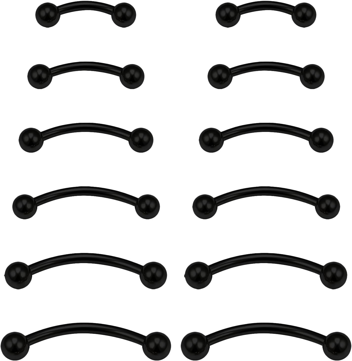 Eyebrow Piercing Jewelry Surgical Steel Vertical Labret Lip Jewelry Curved Barbell Tiny Eyebrow Rings Ear Rook Navel Small Belly Button Ring for Women Men 16g 6mm/8mm/10mm/12mm/14mm/16mm