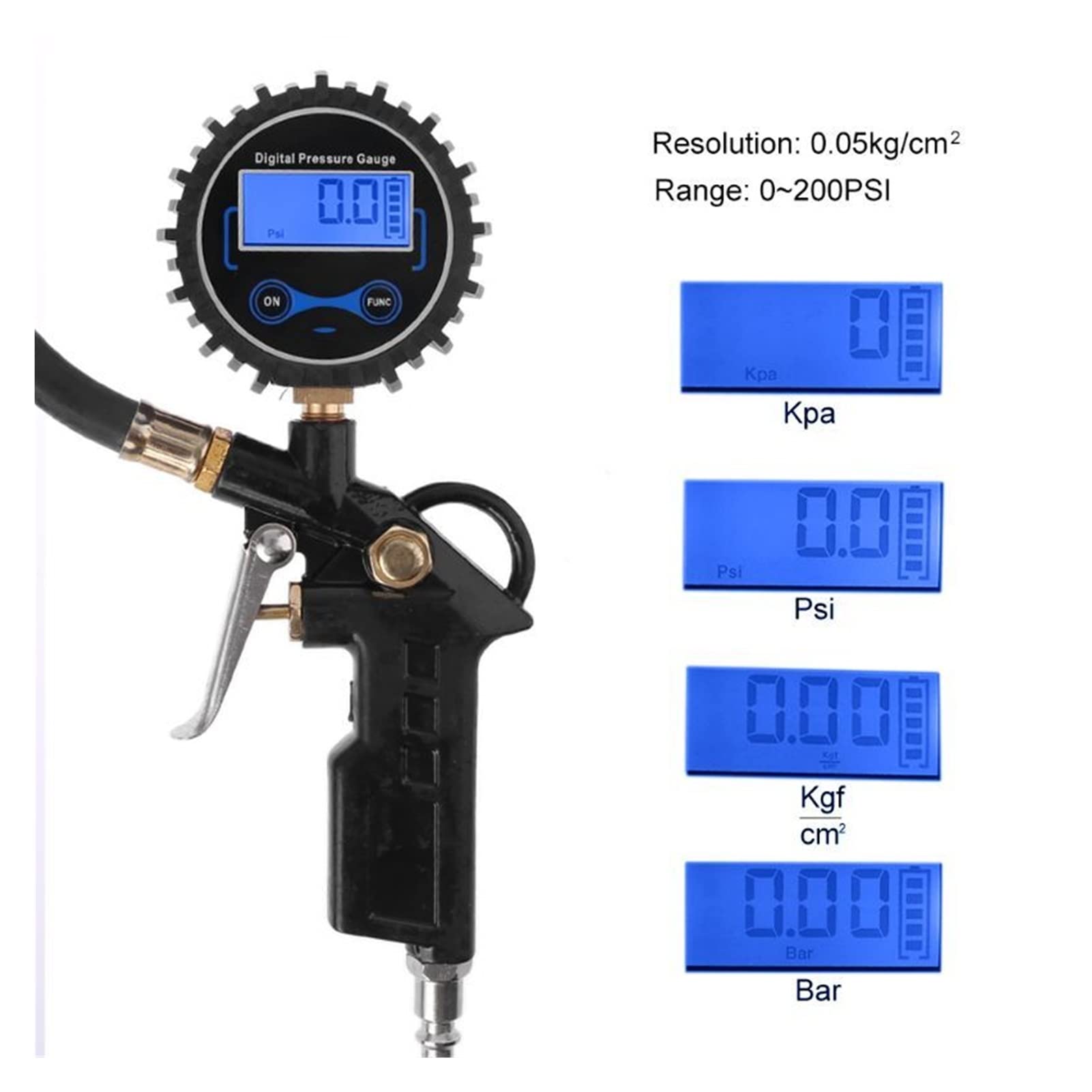 Indicador de presión de neumáticos de Pantalla, probador de neumáticos Digital, manómetro de presión de Aire, acoplador de conexión rápida para Coche, camión, Motocicleta