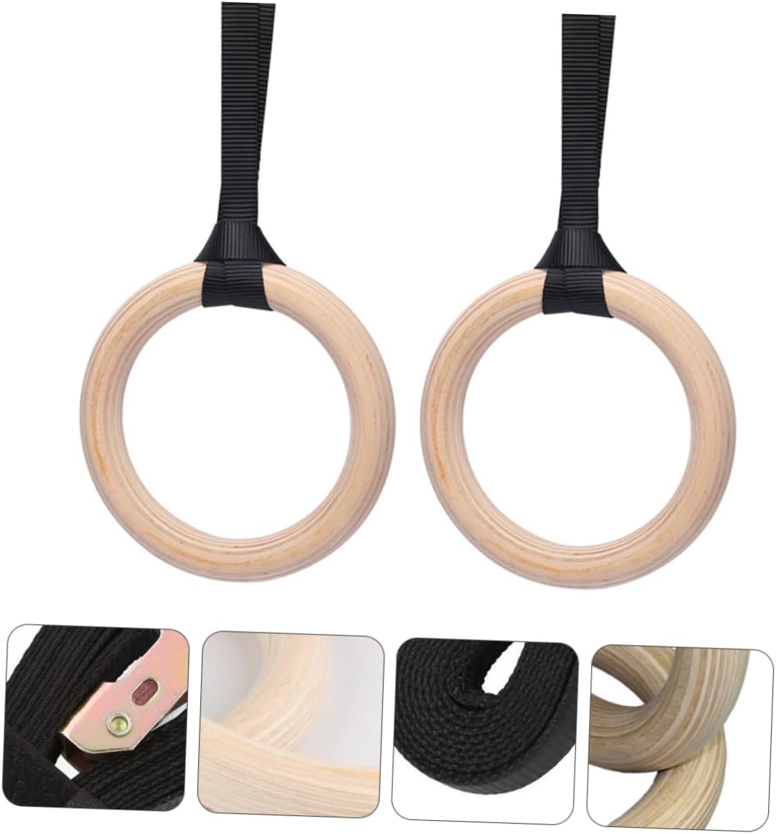 Birch Hanging Ring for Gymnastics Workout Rings Strength Training Supplies Heavy Duty Solid Wood Comfortable Grip