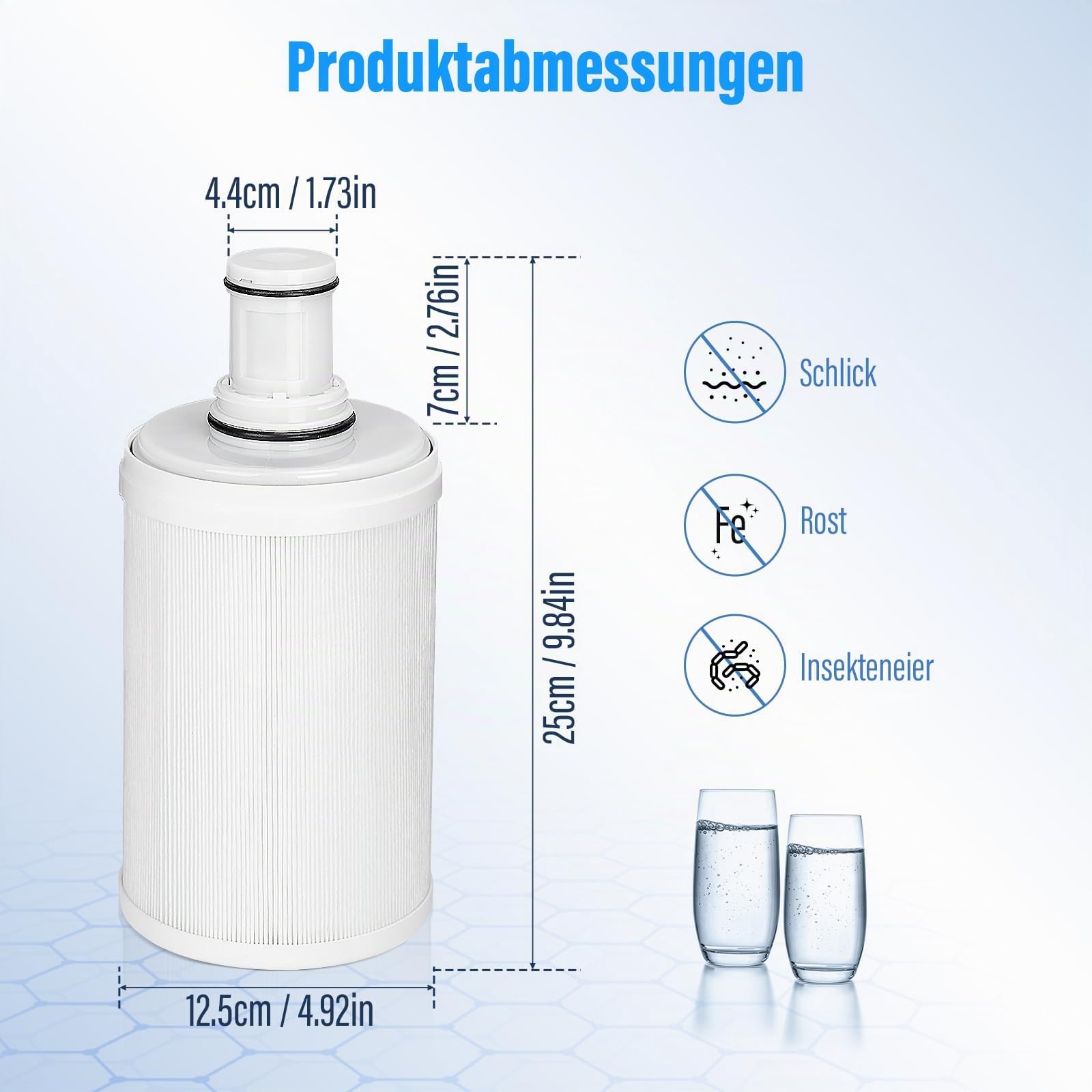 Wasserfilter Kompatibel mit Amway espring 100186M/100188CH, Wasserfilter Kartusche, HEPA Aktivkohle-Filtration, Ersatz Wasserfilter, Entfernt Gerüche, Verbessert den Geschmack von Leitungswasser