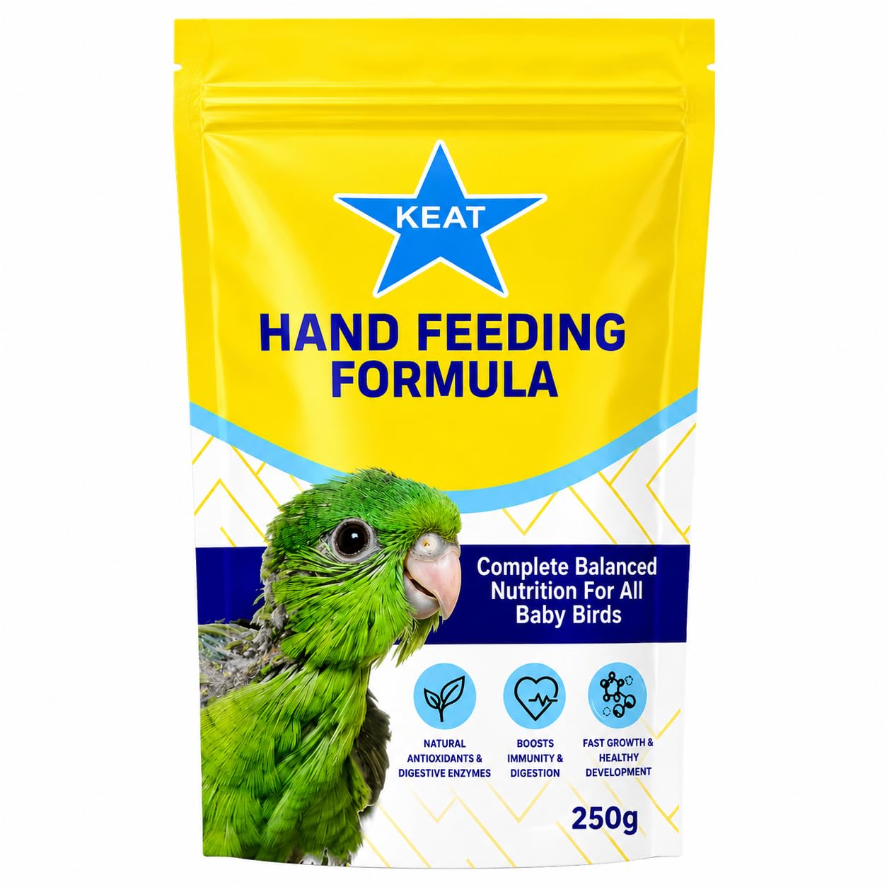 KEAT Hand Feeding Formula for All Baby Birds - 250 Gram | Natural Bird Feeding | Hand Rearing Powder Food For Cockatiel, Lovebirds, Parrot. Sunconure Growth Formula | Natural Ingredient for Bird Foods-image-4