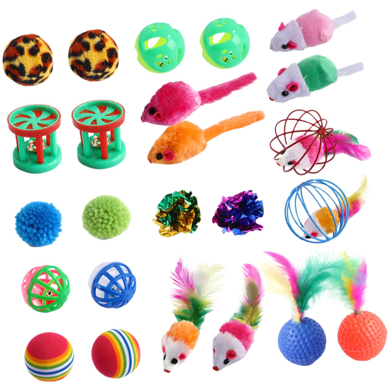 VANZACK 48 Piezas Campana Gato de Juguete Juguetes de gatera para Gatos Juguete Interactivo para Gatos Gato Jugando a la Pelota Gatito burlas Juguetes Mascota Necesidad