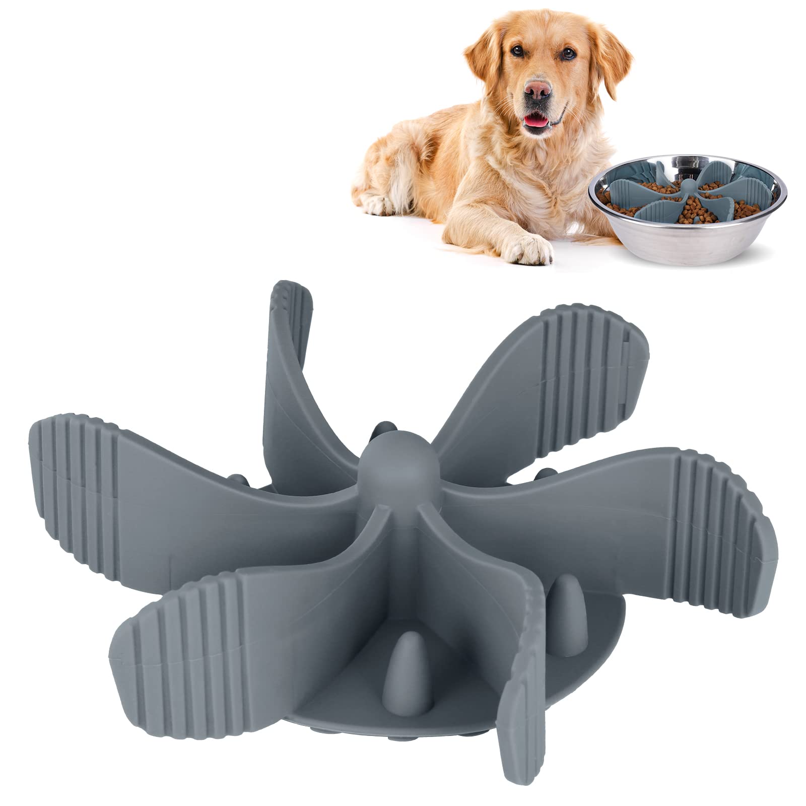 HALOVIESlow Feeder Insert for Dog Bowl with 36 Suction Cups, Cuttable Dog Slow Feeder for Small Medium Large Size Regular and Raised Dog Bowls