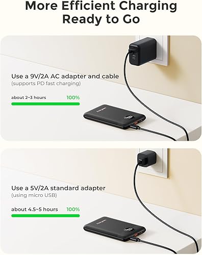 Miniatura 6 de Cargador portátil pequeño de 10,000 mAh, paquete de batería compacta mejorada para carga de teléfono, PD3.1 y QC de carga rápida, mini banco