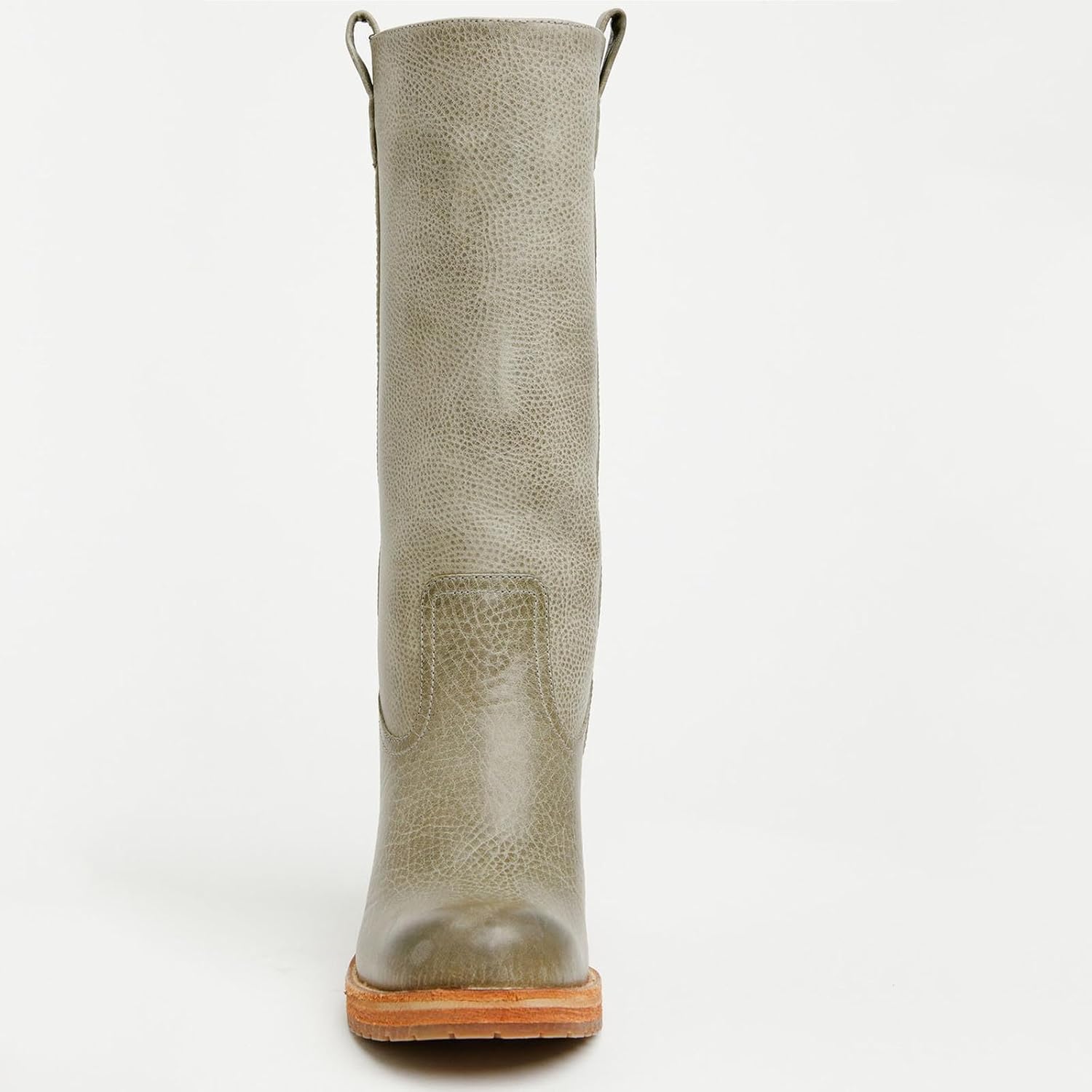 Mid Calf Boots for Women Chunky Block Heel Knee High Boot Pull on Riding Fall Boots Round Toe Leather Campus Boot