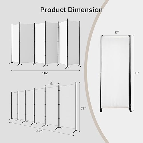 Miniatura 9 de Divisor de habitación, pantalla de privacidad de 3 paneles, marco de acero portátil con gancho y bucle para el hogar, oficina, aula, estudio,