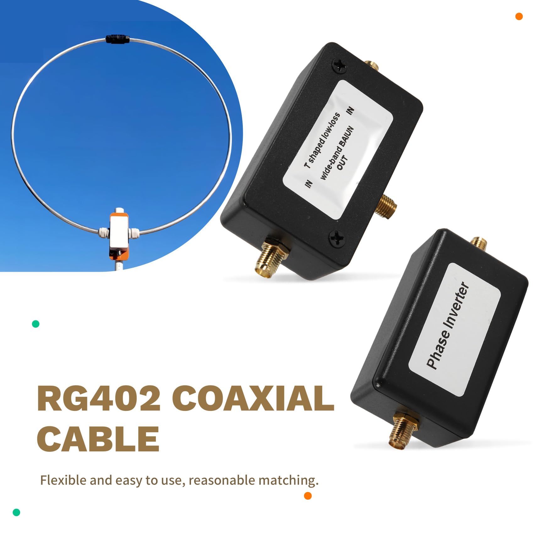 Antena ElectromagnéTica YouLoop de 250 MW 10 KHz una 30 MHz Antena de Bucle MagnéTico Pasivo PortáTil con RG402+RG174 para HF VHF