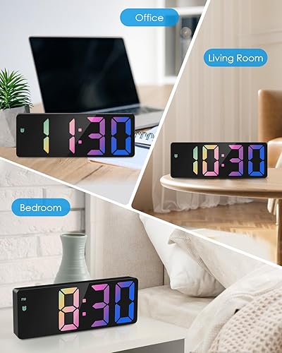 Miniatura 2 de AMIR Reloj despertador digital mejorado para dormitorios, reloj digital LED con doble fuente de alimentación, 1224 horas, regulable, DST,