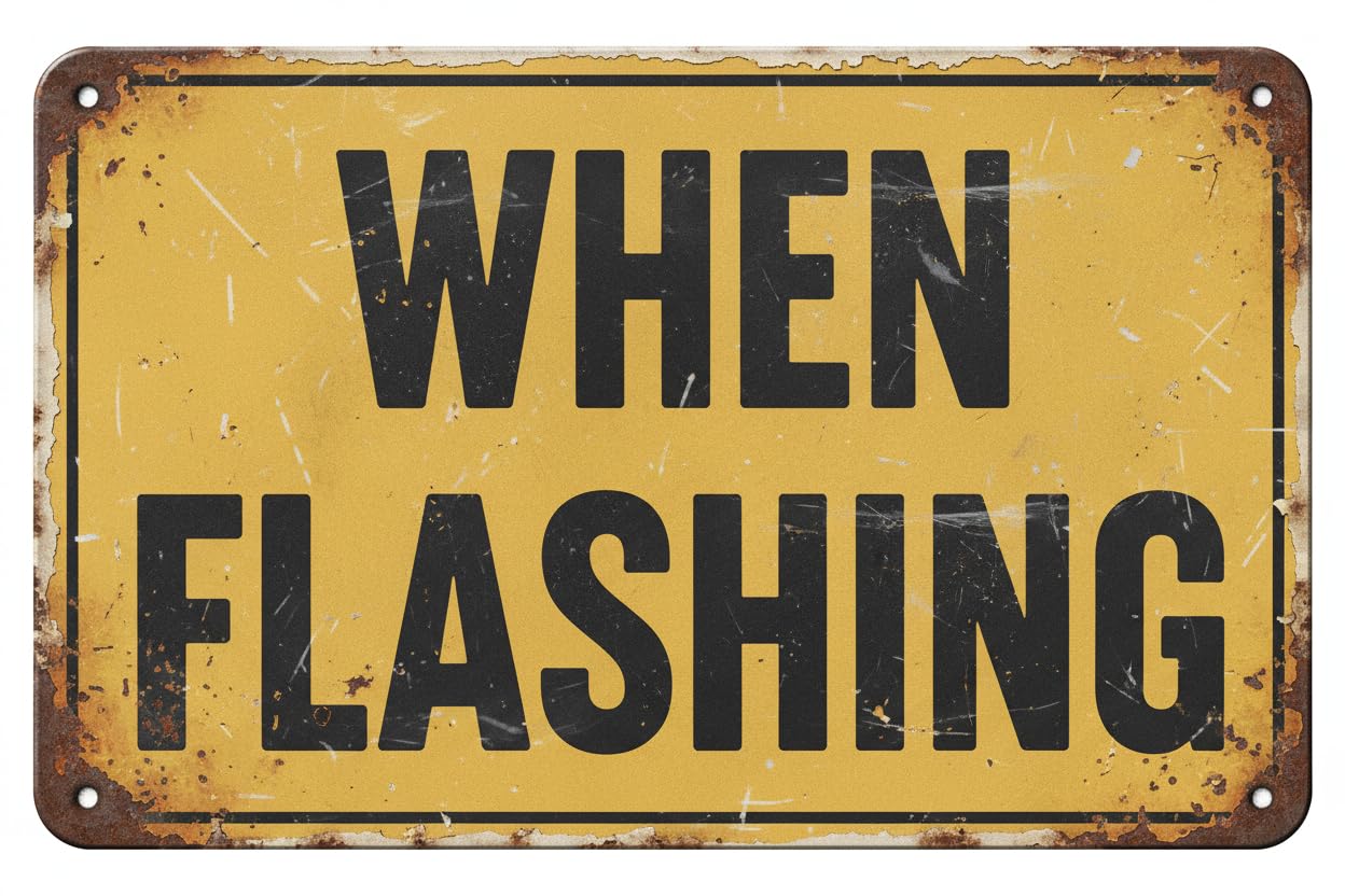Wall Decor W16-13p When Flashing - Warning Traffic Sign Metal Sign 8 X 12 Inches Clear Signage For S, Fences Vintage Signs Aluminum Plates Printed