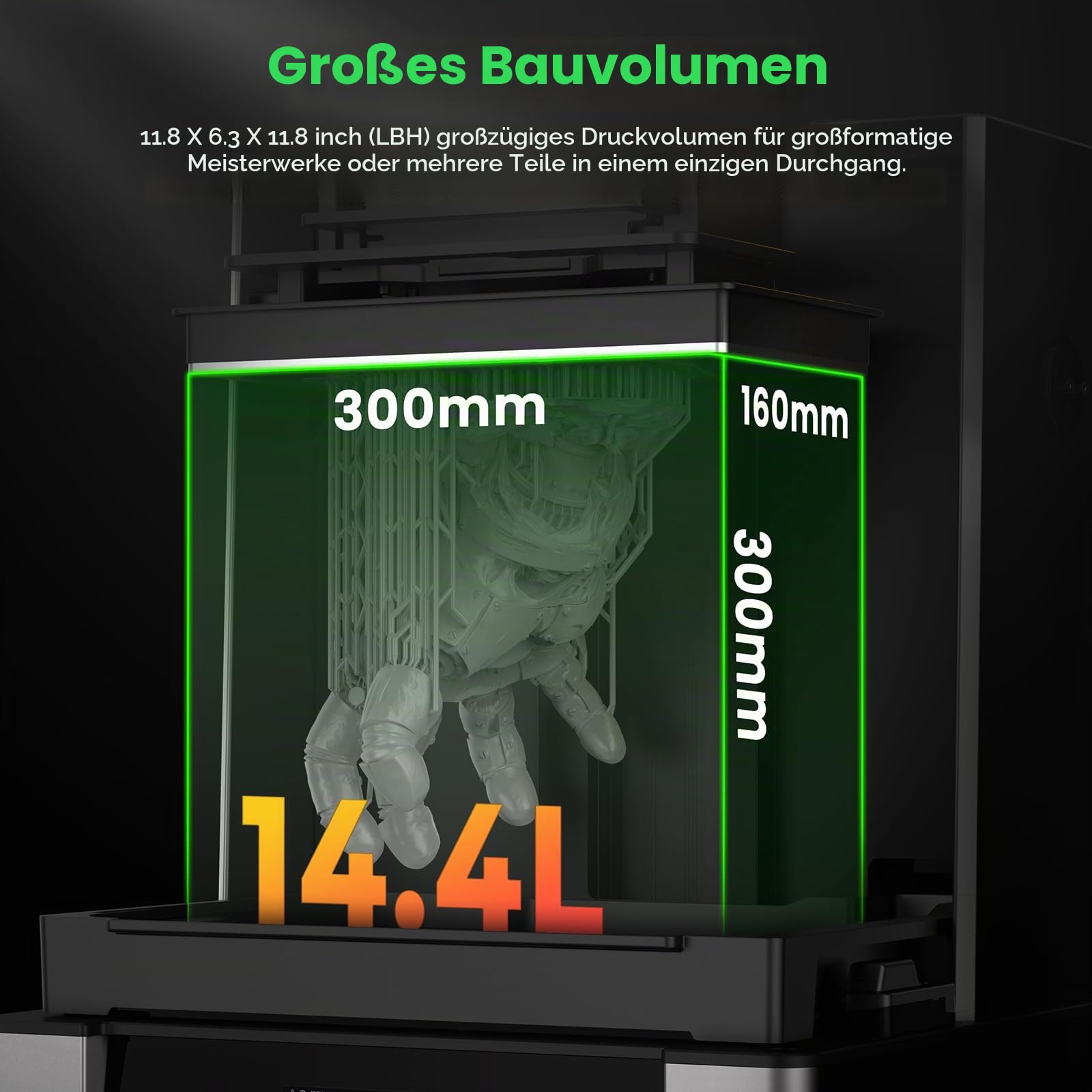 UNIFORMATION Großer Harz-3D-Drucker GK3 Ultra 13,5-Zoll 16K UHD Mono-LCD-Bildschirm 3D-Harz-Drucker 300 x 160 x H300mm Bauvolumen mit intelligentem, automatisch erkanntem Heizsystem