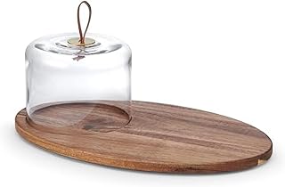 Mikasa Glenwood Oval Serve Board Tray with Glass Cloche Dome, 15.5 inch