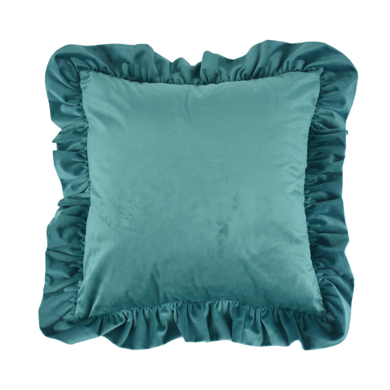 Taie d'oreiller carrée à volants peluche 45x45 cm et 50x50 cm avec zip