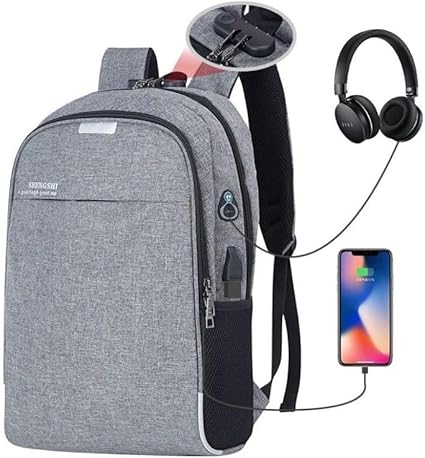 Mochila Antifurto Executiva para Notebook 15,6” com Cadeado, USB e Fone | Impermeável Reforçada Viagem Trabalho Masculina Feminina Unissex Bolsa Grande