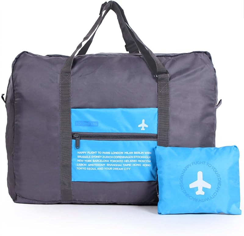 Travel Bag Spirit Airlines Personal Item Bag 18x14x8 Foldable Travel Duffel Bag Tote Carry on Luggage Duffle Overnight for Women and Men (Blue)