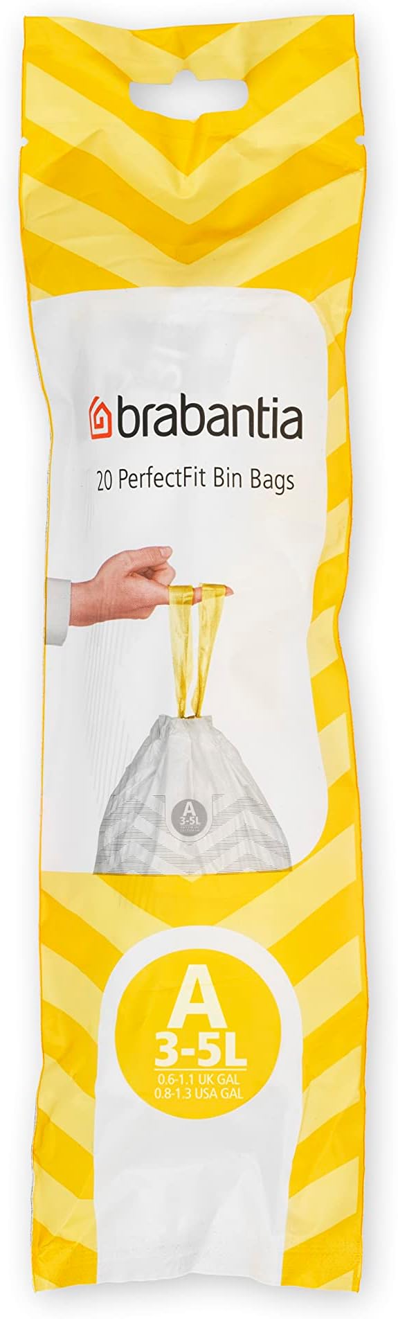 Brabantia IdealFit Bin Liners (Size A/3 Litre) Ideal Quality Thick Plastic Trash Bags with Tie