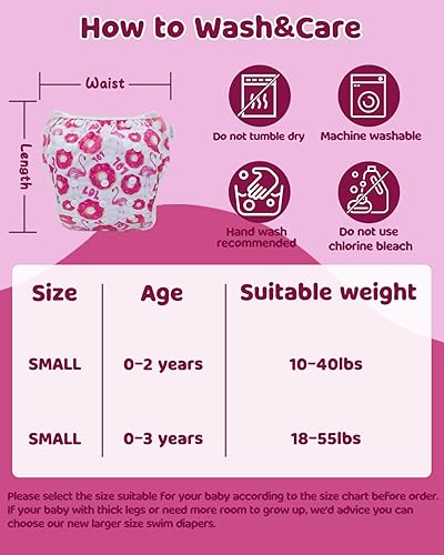Miniatura 4 de ALVABABY - 2 pañales de natación reutilizables ajustables para regalos de bebé y clases de natación Ballena y Barco