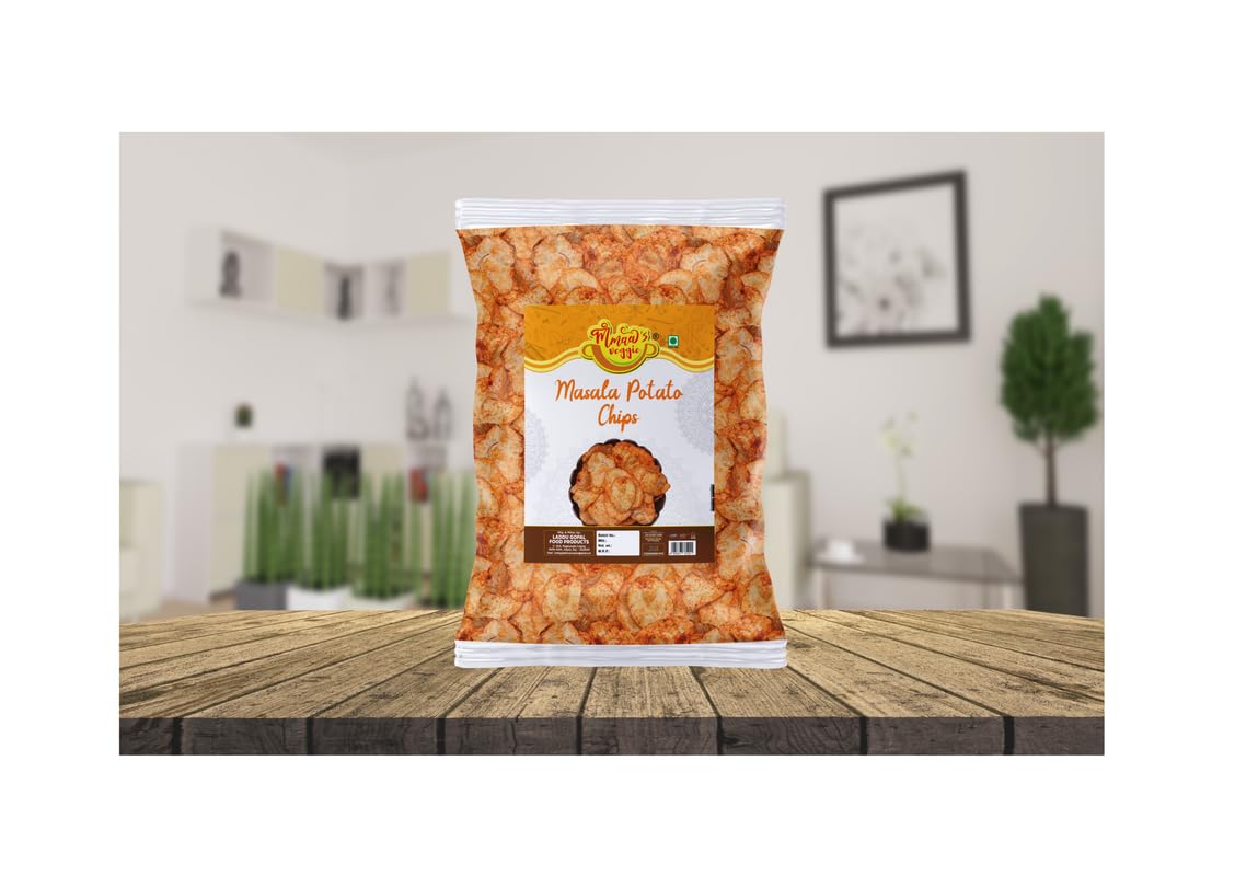 Mmaa's Veggie Marwar's Organic Ready to eat Namkeen Potato Chips Spicy | Red Chilli Aloo Chips | Low Fat Masala PATTA Wafer | Tasty Yummy Snack Healthy Snack | Batata PATTA Wafer Chips-150g*2Pack 1