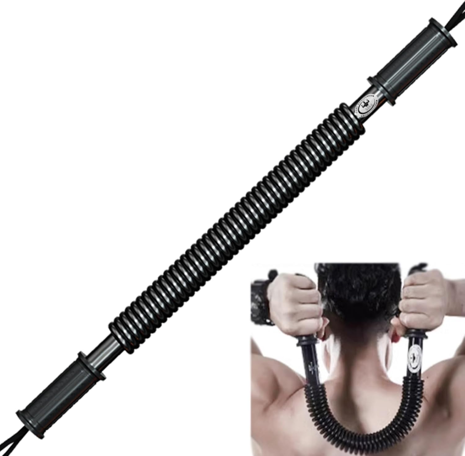 Power Twister Bar, 30kg, 35kg, 40kg, 50kg, 60kg, 70kg, 80kg, 90kg, 100kg, Spring Chest Expander Portable Workout Equipment for Chest, Shoulder, Forearm, Bicep and Arm
