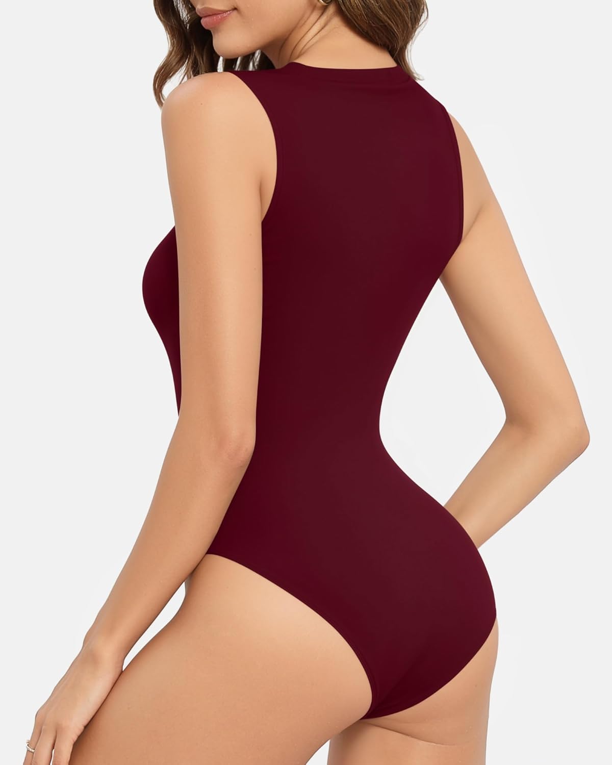 MANGOPOP Sleeveless Bodysuits for Women Crew Neck Tank Top Body Suit Basic Slim Fit Bodysuit Tops - Image 2