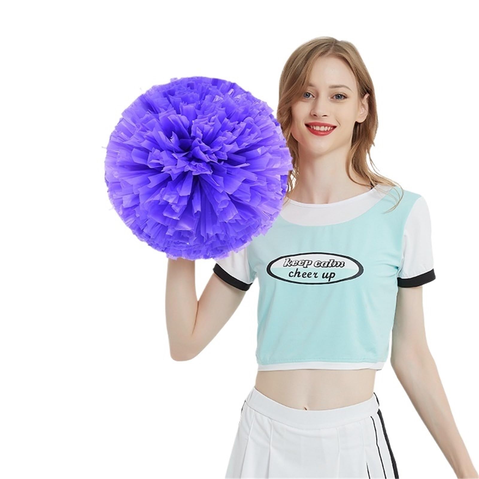 Pompom Cheerleading Team Hand Flower Sports Performance Dance Props Ball for Cheerleaders(Purple)