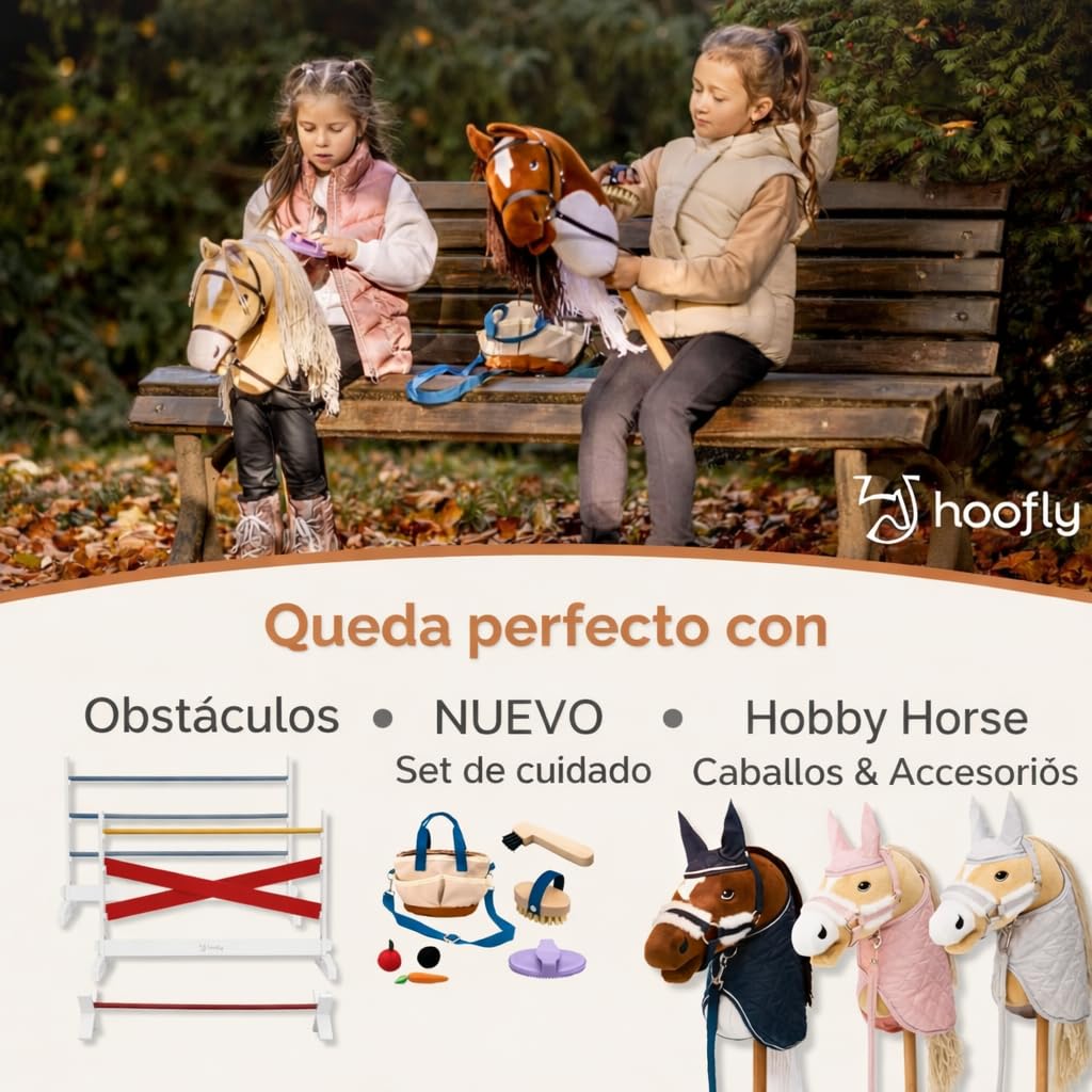Hobby Horse Establo – Accesorio práctico con Puertas, Almacenamiento y Ganchos/Establo de Madera para 2 Caballos de Palo/Soporte Fuerte para 2 Hobby Horses