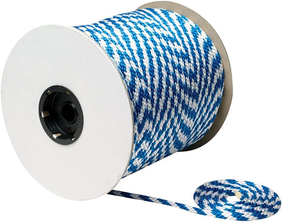 Seachoice Solid Braid 100% MFP Mulit Purpose Rope Spool, 3/8 in x 500 ft, Blue and White