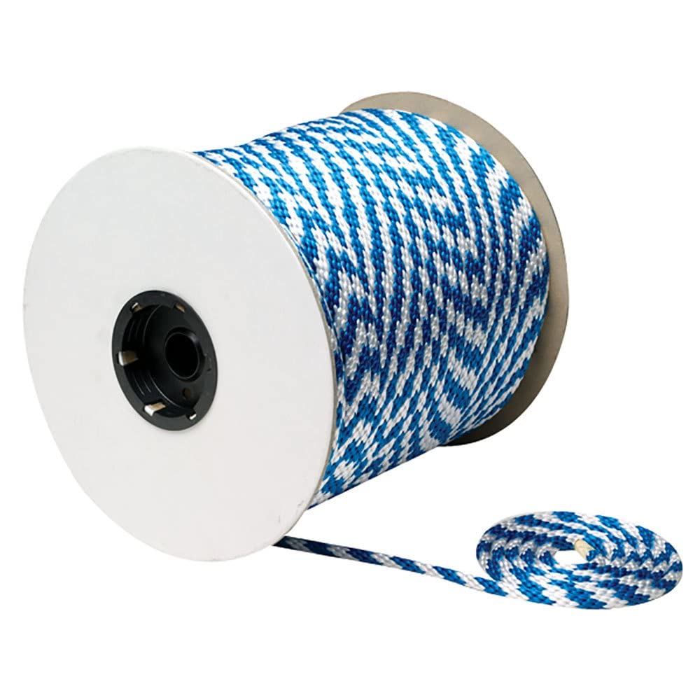 Seachoice Solid Braid 100% MFP Mulit Purpose Rope Spool, 3/8 in x 500 ft, Blue and White