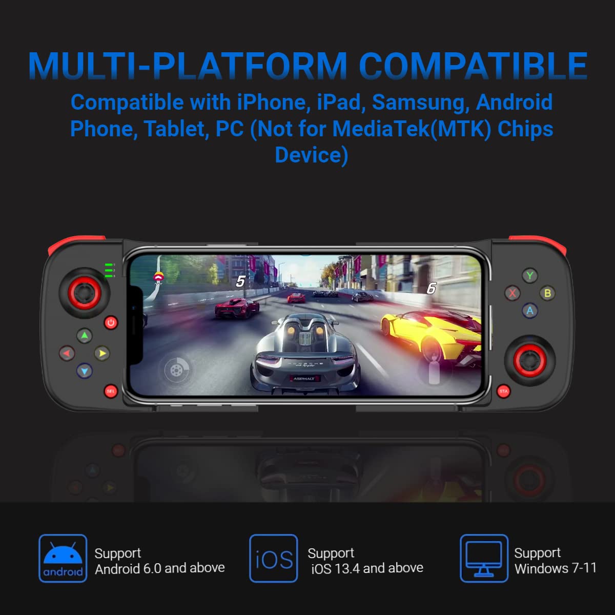 Mobile Game Controller for iPhone 13,12,11, Samsung Android Phone, iPad, Tablet, PC, Bluetooth 5.0 Low Latency Joystick Gamepad for Call of Duty, Apex Legends, MFi Cloud Gaming, Steam, Direct Play