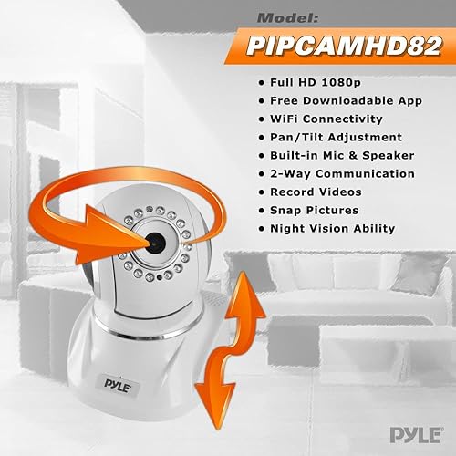 Miniatura 6 de Pyle Cámara IP inalámbrica para interiores, sistema de vigilancia de seguridad de red HD 1080p para el hogar, detección de movimiento, visión