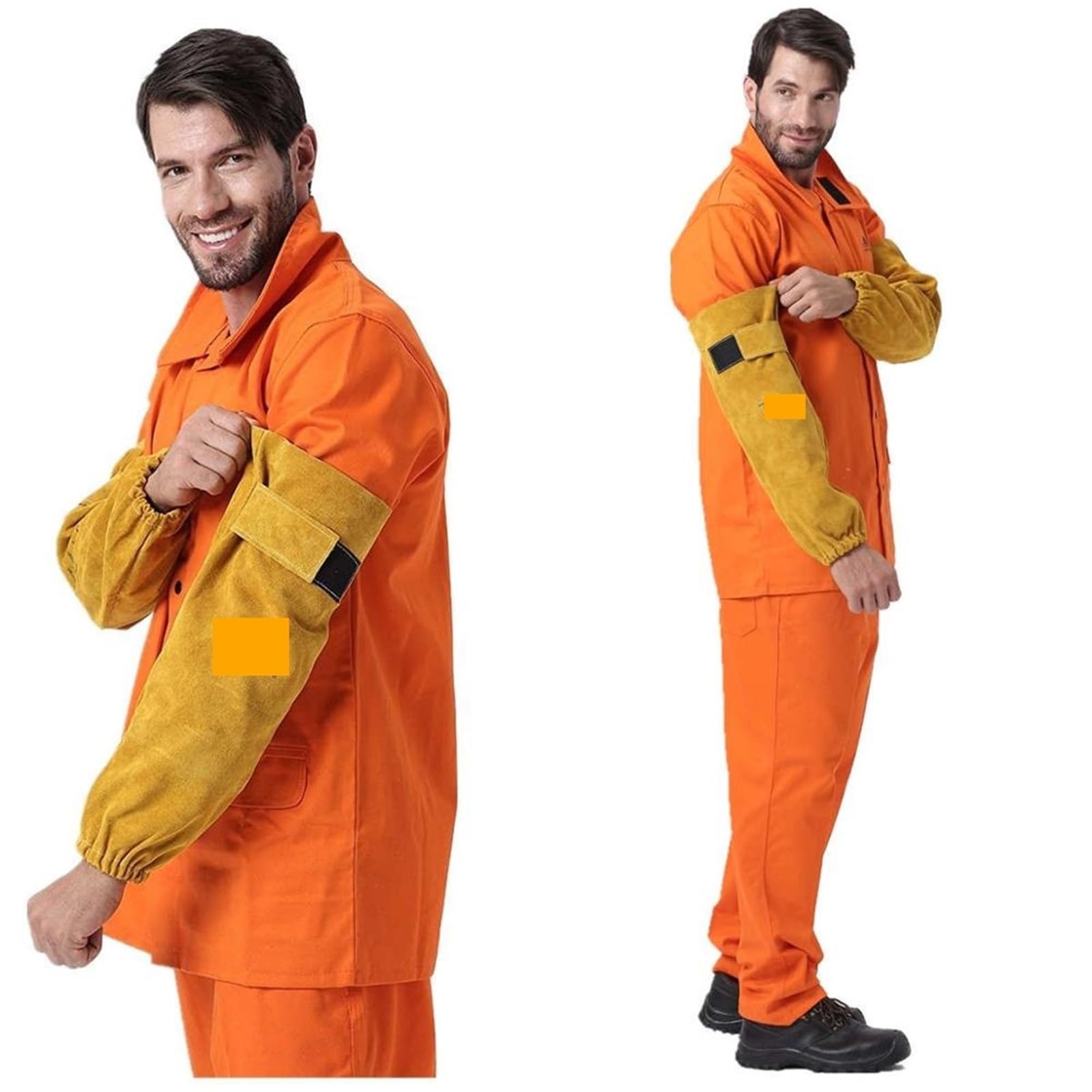 Mangas de soldador Manga de brazo soldador profesional 48 cm y 19 pulgadas, piel vacuno servida, for protección soldadura