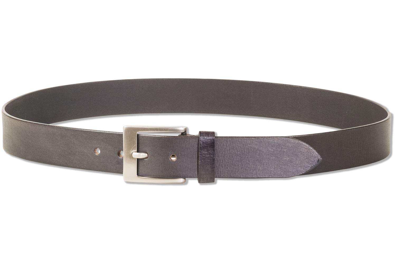 RimbaldiLeather belt with solid metal buckle made of 100% full buffalo leather in black design – TW/BW 90 cm