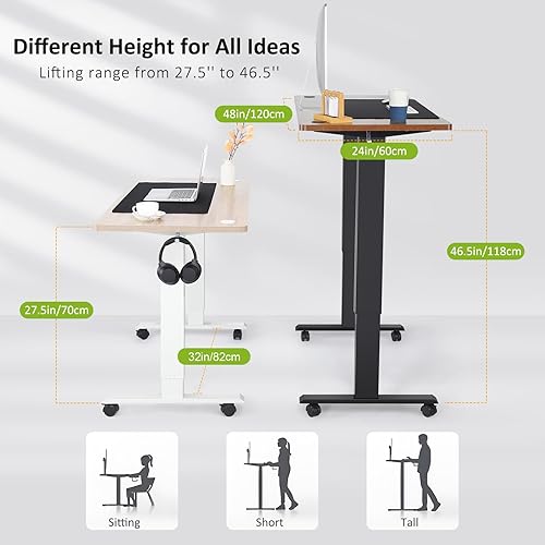 Vista 22 de farexon Escritorio eléctrico de pie de altura ajustable, escritorio de pie de 55 x 24 pulgadas con alfombrilla grande para el mouse, doble gancho