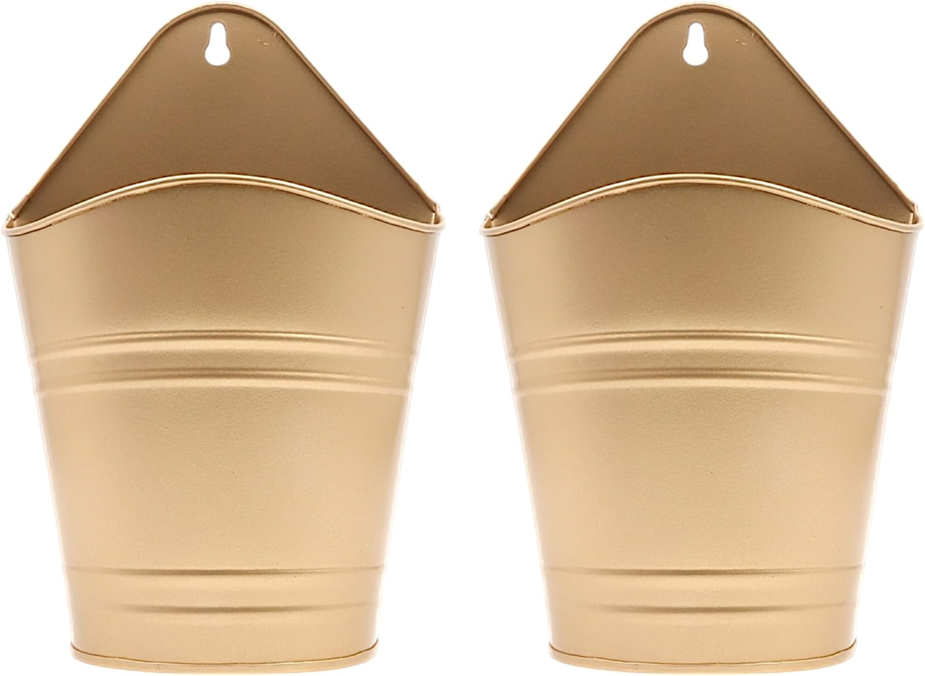 Hosley Set of 2 Gold Wall Planter with PVC Linner 6.25" L x 4" W x 10" H, Ideal Gift for Floral Arrangements Wedding Home Office Party DIY Indoor Outdoor Garden Patio
