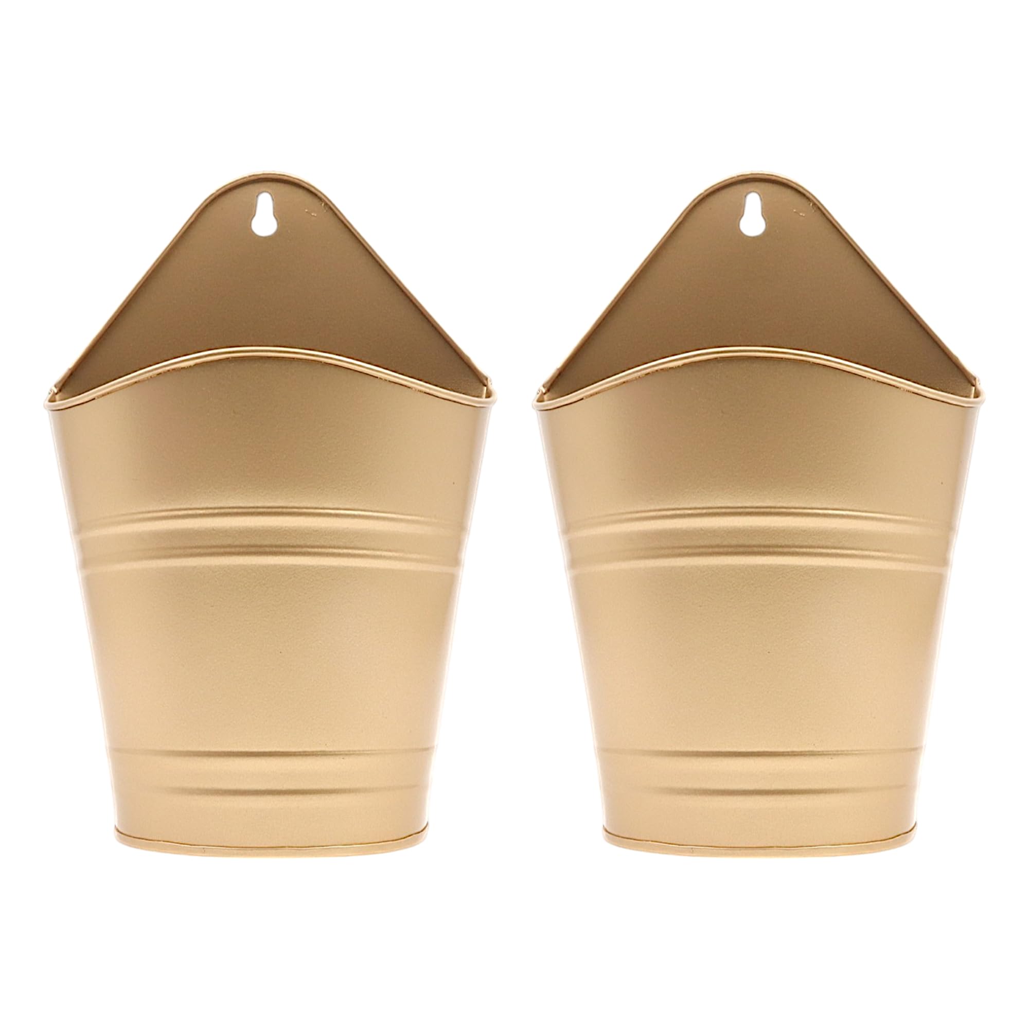 Hosley Set of 2 Gold Wall Planter with PVC Linner 6.25" L x 4" W x 10" H, Ideal Gift for Floral Arrangements Wedding Home Office Party DIY Indoor Outdoor Garden Patio