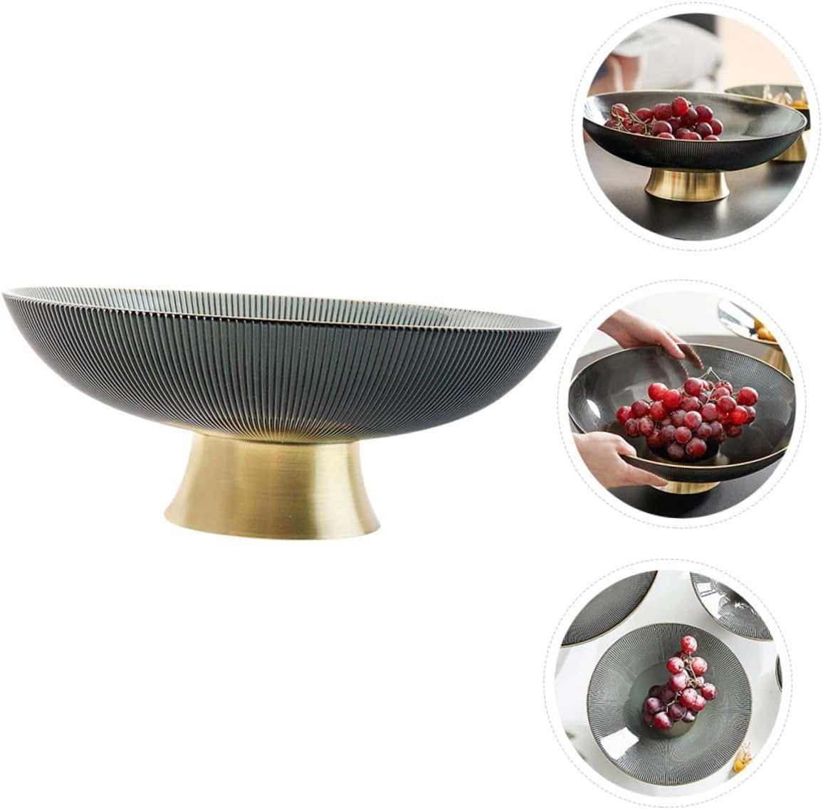 Tall Glass Fruit Bowl for Kitchen Counter, High Footed Snack Plate, Dried Fruit Holder Desktop Glass Dish for Home Dining and Living Room Use