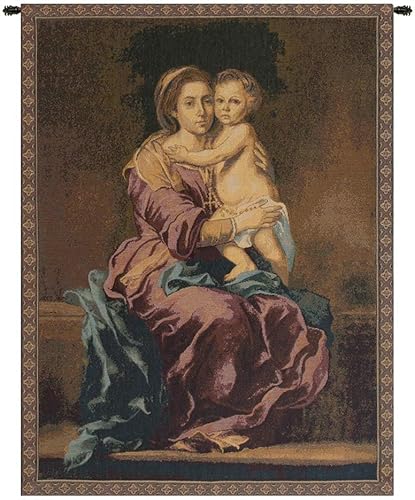 Charlotte Home Furnishings Inc. - Tapiz italiano Madonna del Rosario para colgar en la pared, 24 x 20 pulgadas, mezcla de algodón, arte de pared,