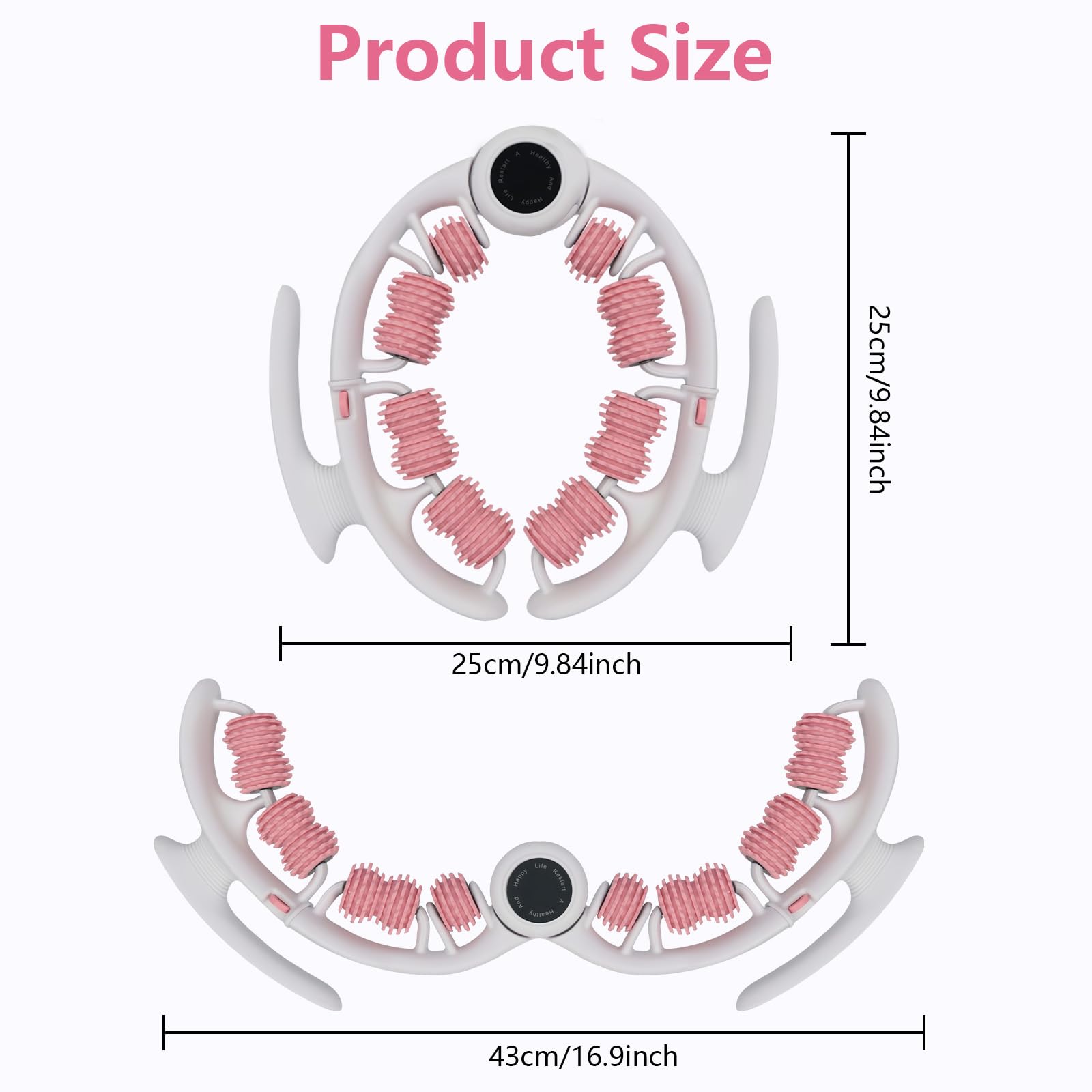 Massageroller Beine mit 14 Rollen & 360°-Ring | Abnehmbarer Griff, Manuelle Faszienrolle, Anti-Cellulite, Lymphdrainage & Muskelentspannung für Oberschenkel, Arme & Nacken